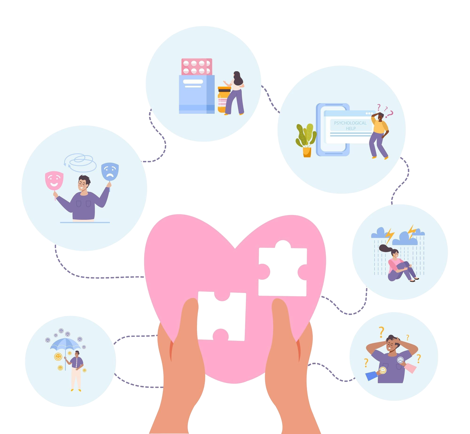 concepto-psicoterapia-mente-abierta-simbolos-resolucion-problemas-ilustracion-vectorial-plana